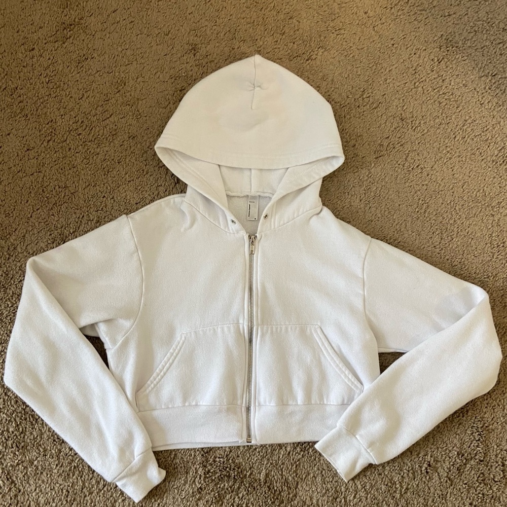 American Apparel white cropped hoodie